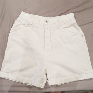 White denim high waisted shorts